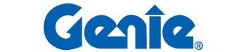 logotipo azul de la marca genie